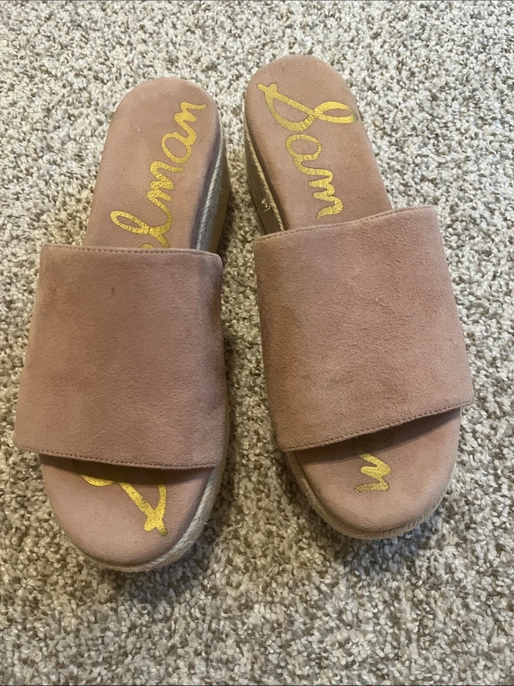 Sam Edelman Weslee Dusty Rose Platform Slide Sandals